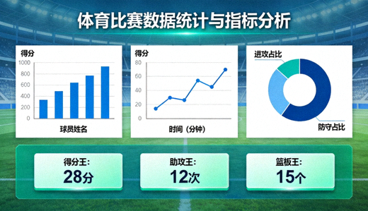 体育比赛数据统计图表与指标面板的可视化展示